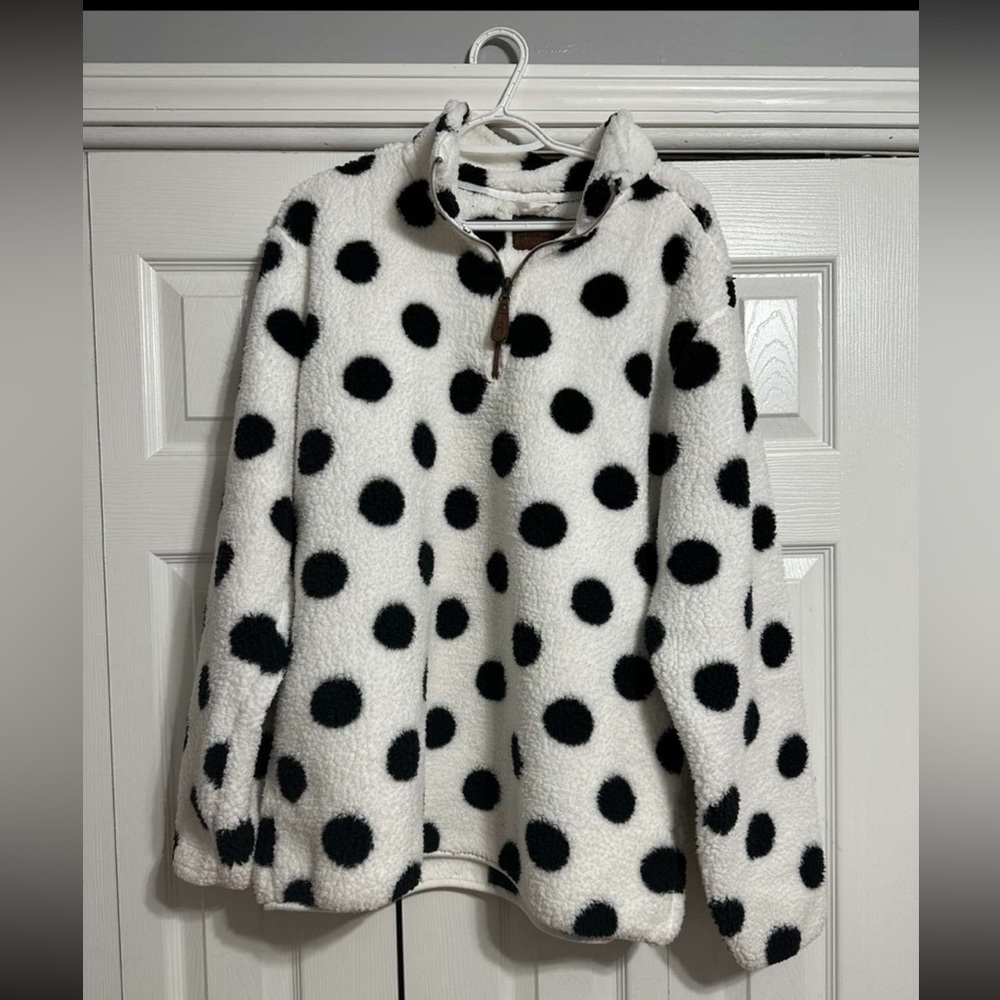 girlie girls original polka dotted sherpa jacket, never worn